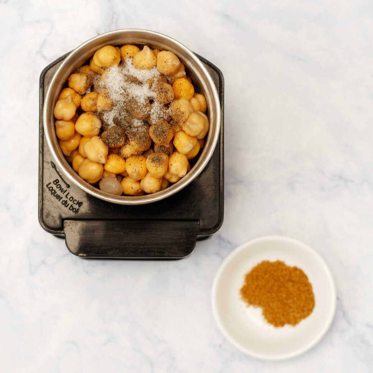 Season and cook the chickpeas. 