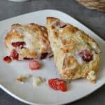 Strawberry scones with powdered sugar glaze
