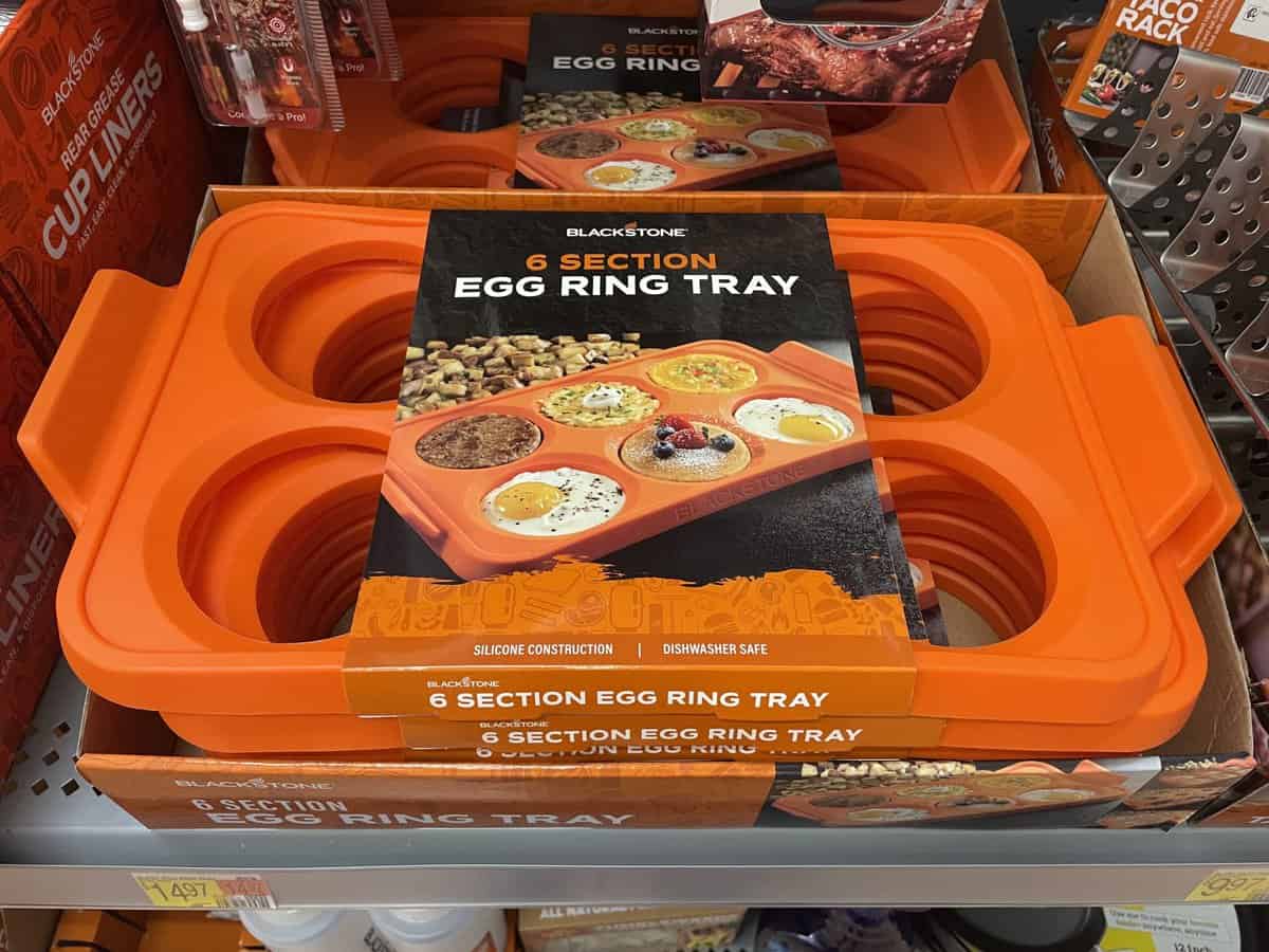 silicone egg ring trays on display