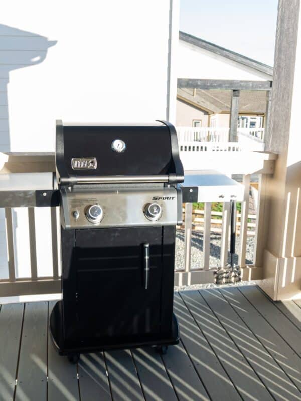weber gas grill on deck