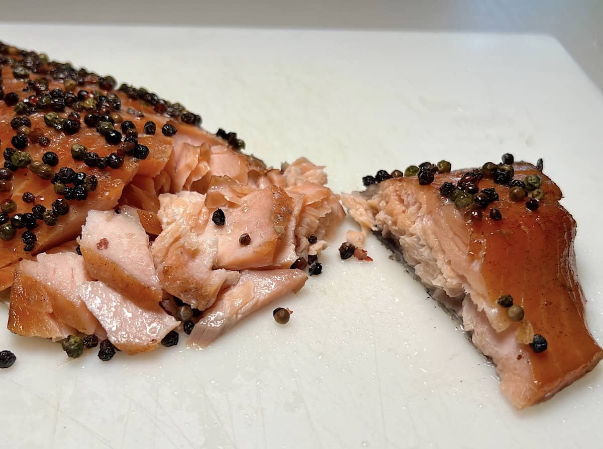 smoked salmon flaked