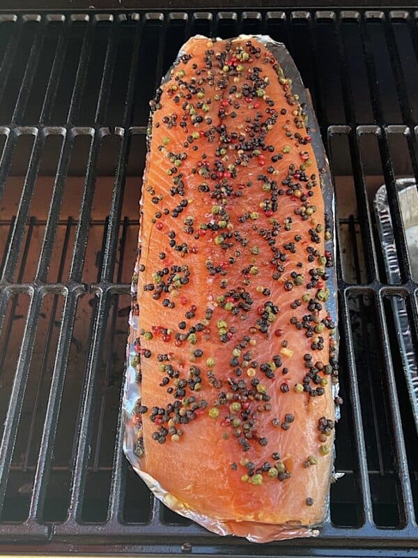 salmon on grill grate