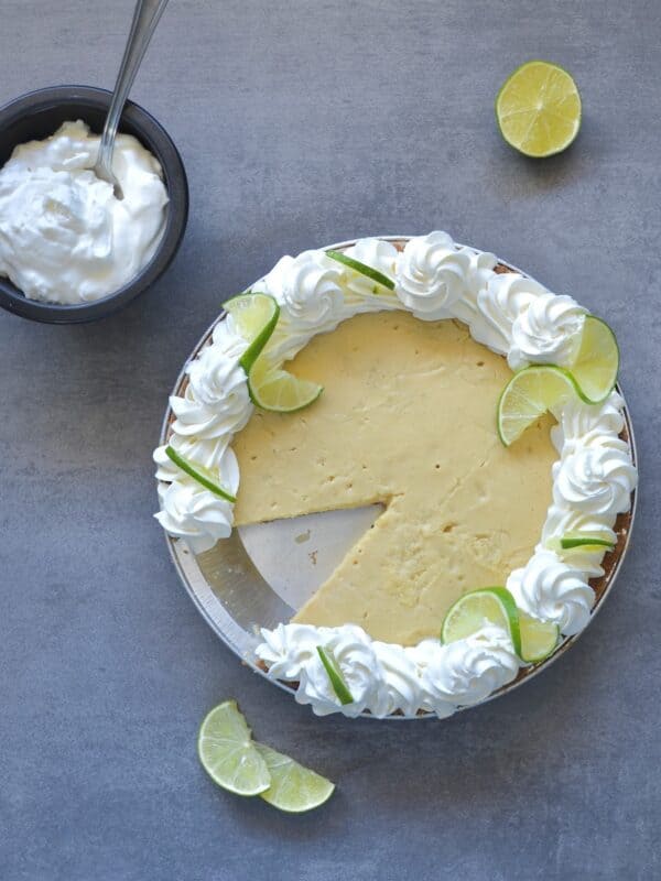 weight watchers key lime pie on grey counter