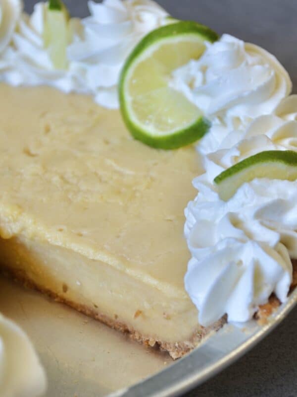 Close up of key lime pie after baking