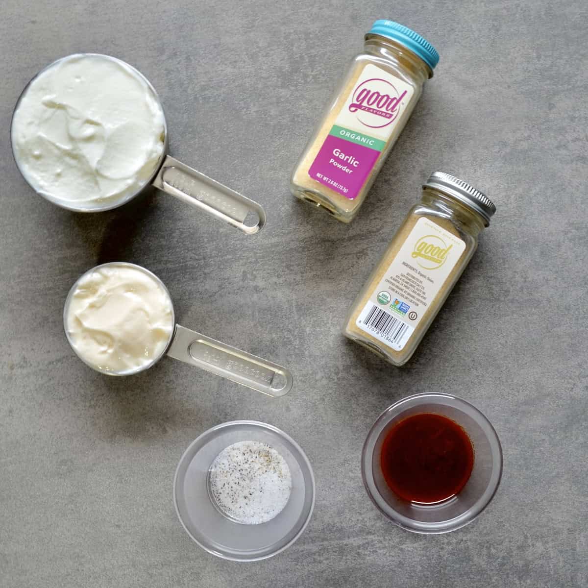 Ingredients needed for chipotle yogurt dressing