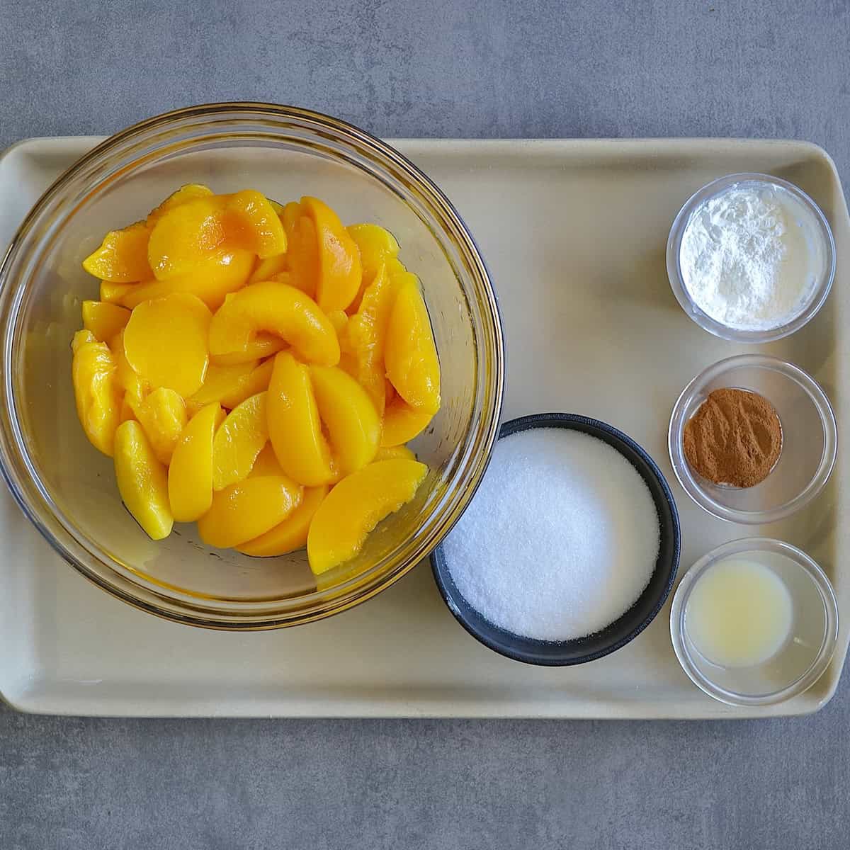 Ingredients needed for peach pie