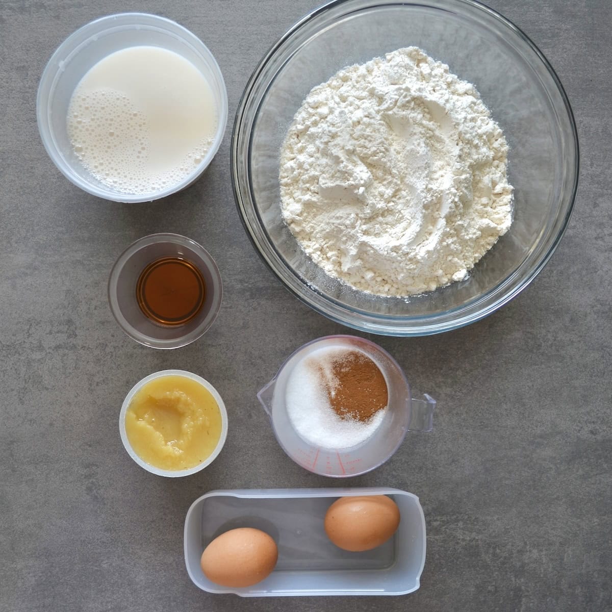 Ingredients needed for sheet pan pancakes