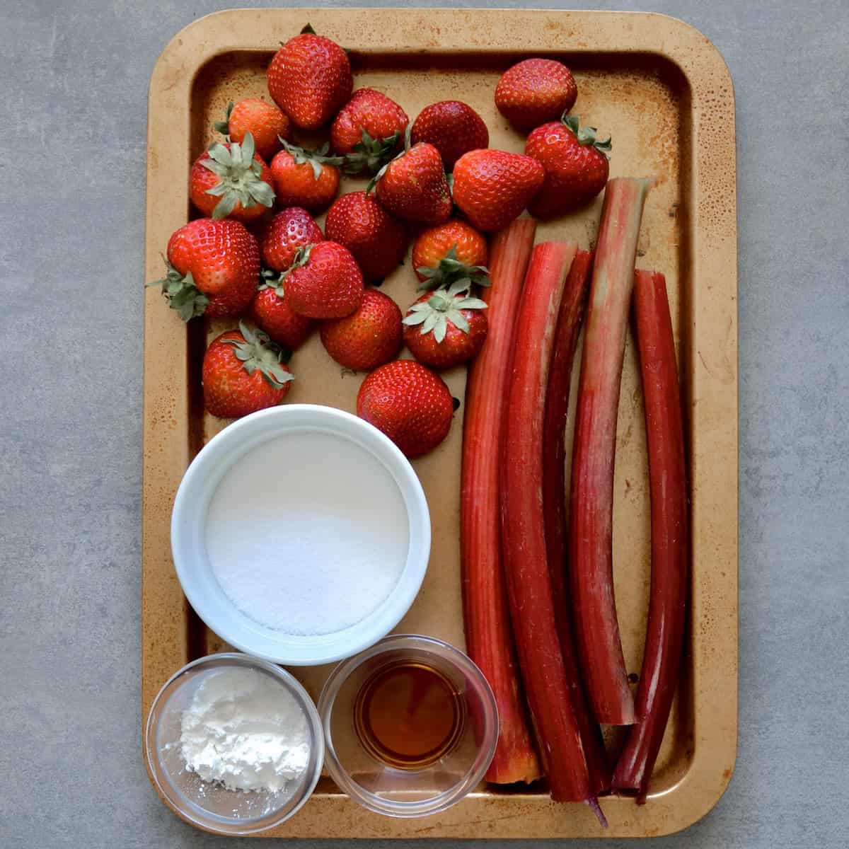 Ingredients for strawberry rhubarb filling