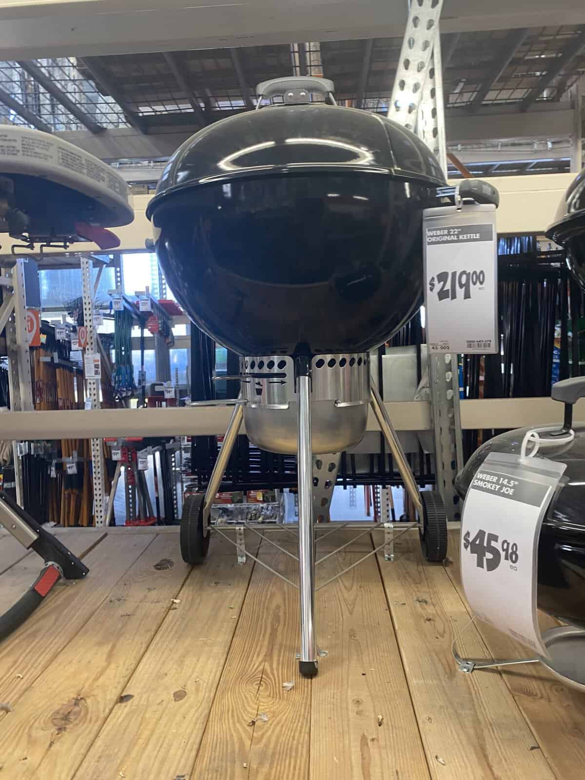 weber charcoal kettle grill on display