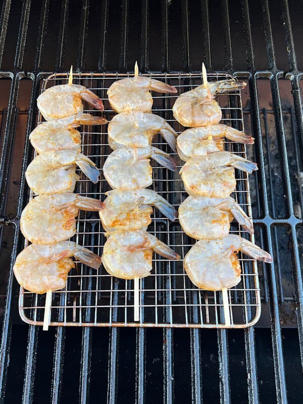 raw shrimp on the grate