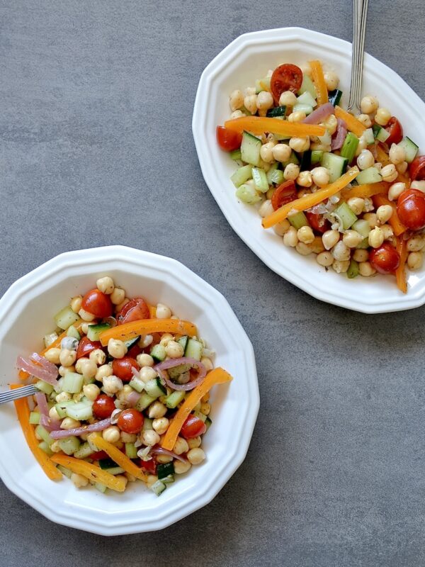 Chickpea salad in bowls