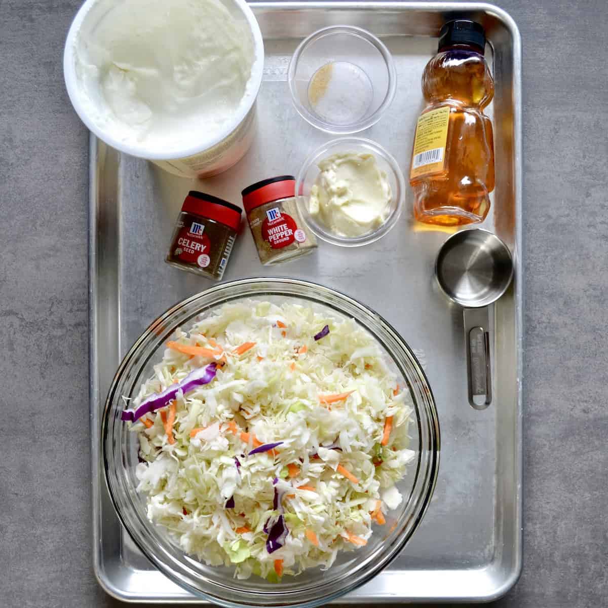 Ingredients for making homemade coleslaw