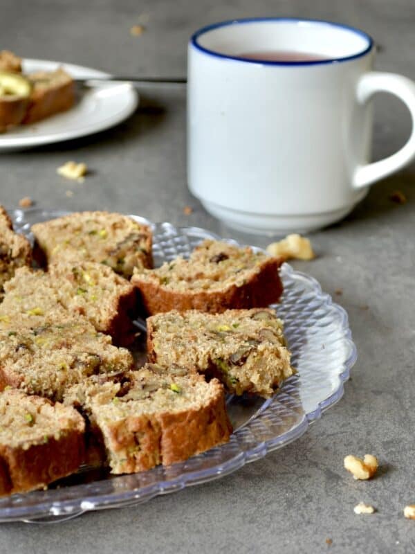 Zucchini bread on a platter