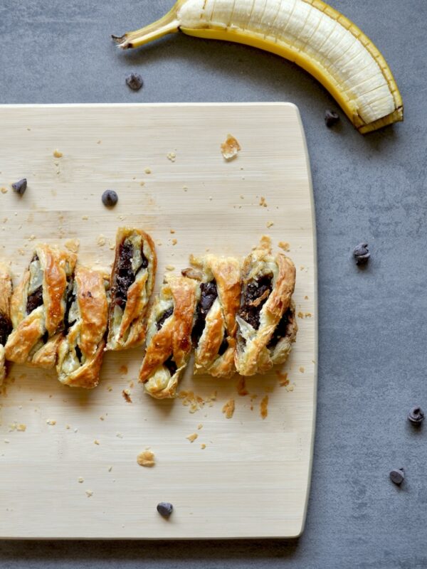 Puff pastry on a cutting board