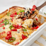 Cheesy Mexican Chicken Casserole in a baking dish.
