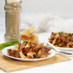 Crispy Chinese shredded chicken on a plate.