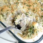 scooping mushroom casserole