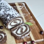 swiss roll with cranberries and mint