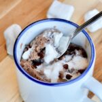Upclose image of hot cocoa mug cake