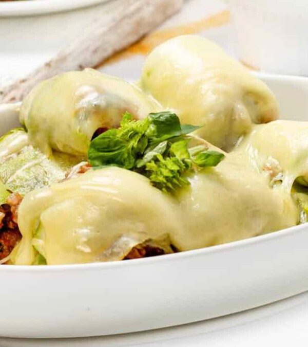 zucchini cannelloni with pork ragu