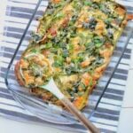 Vegetable casserole with asparagus and spinach
