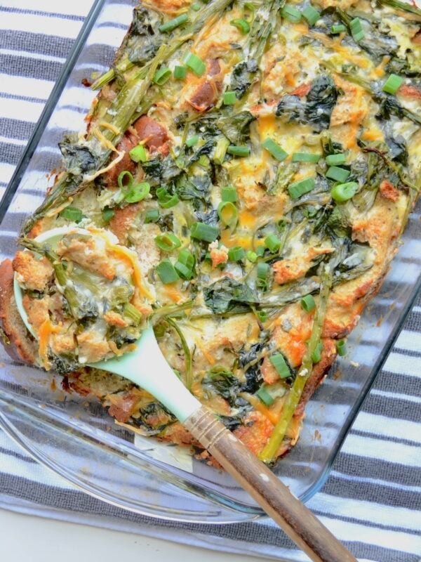 Vegetable casserole with asparagus and spinach