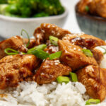 Simple yet satisfying Chinese-style Bourbon Chicken over rice.