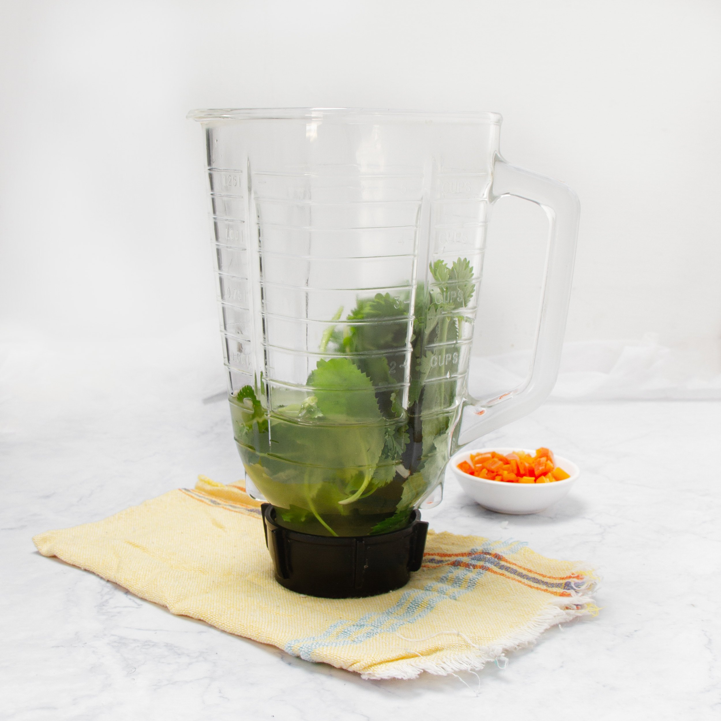 Sauce ingredients in a blender. 