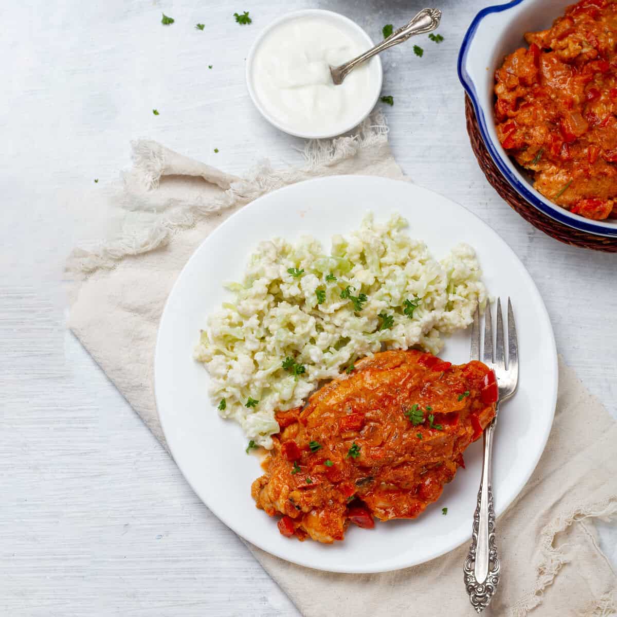 light and creamy chicken paprikash