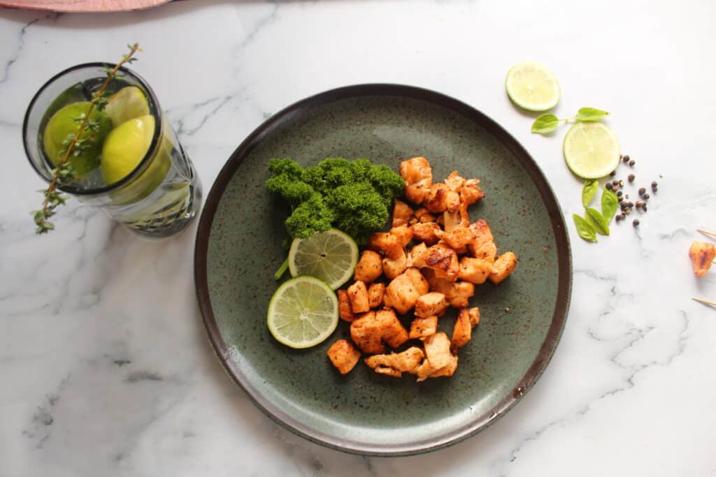 chili and lime air fryer salmon bites